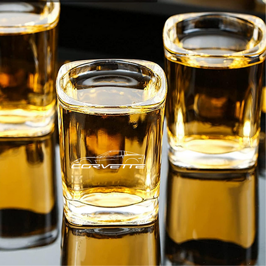 Custom Engraved Corvette Shot Glass – 2.2 oz Square Shot Glass