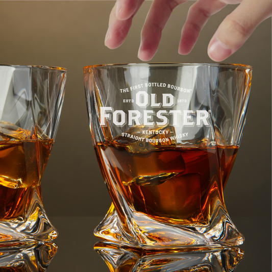 Custom Engraved Old Forester Bourbon Whiskey Glass 10 oz Twisted Rocks Glass New