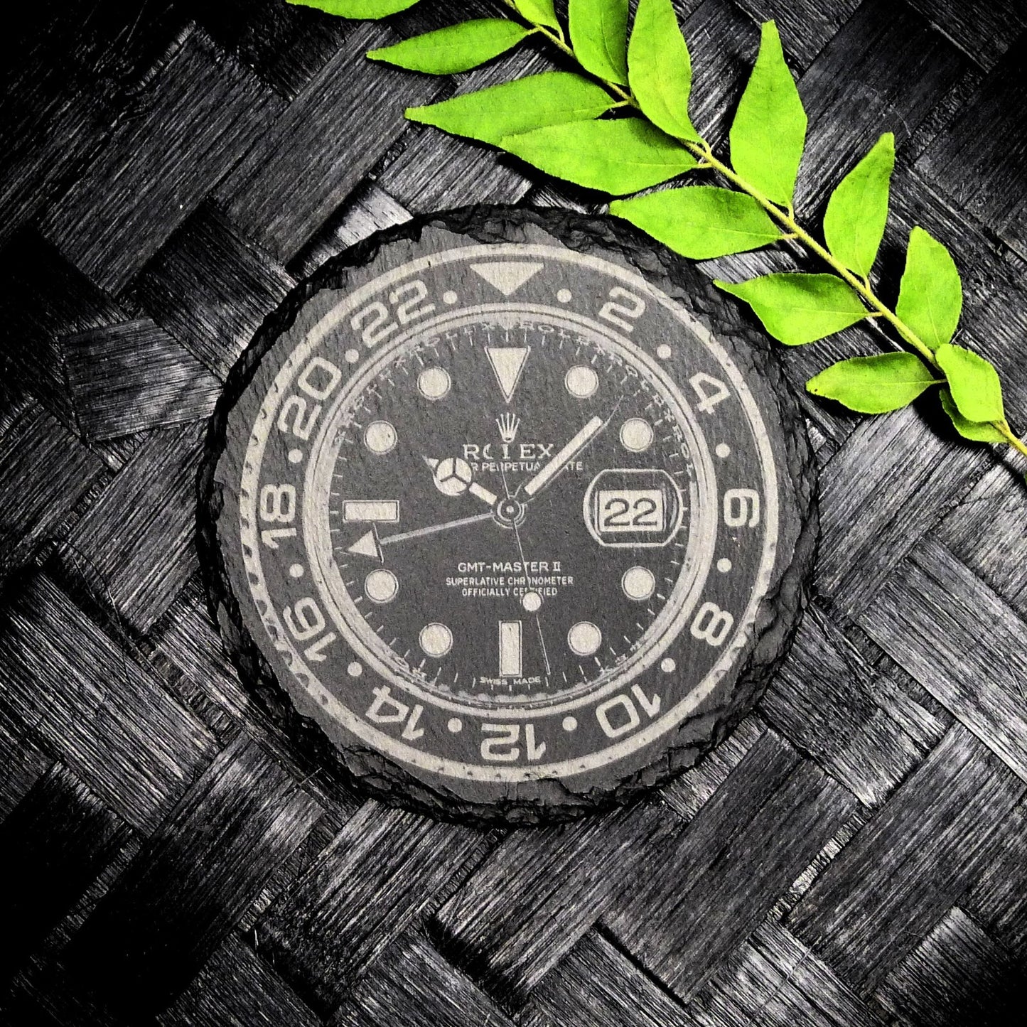 Rolex GMT Master II 116710 Slate Coaster Batman Brand New Hand Made Laser