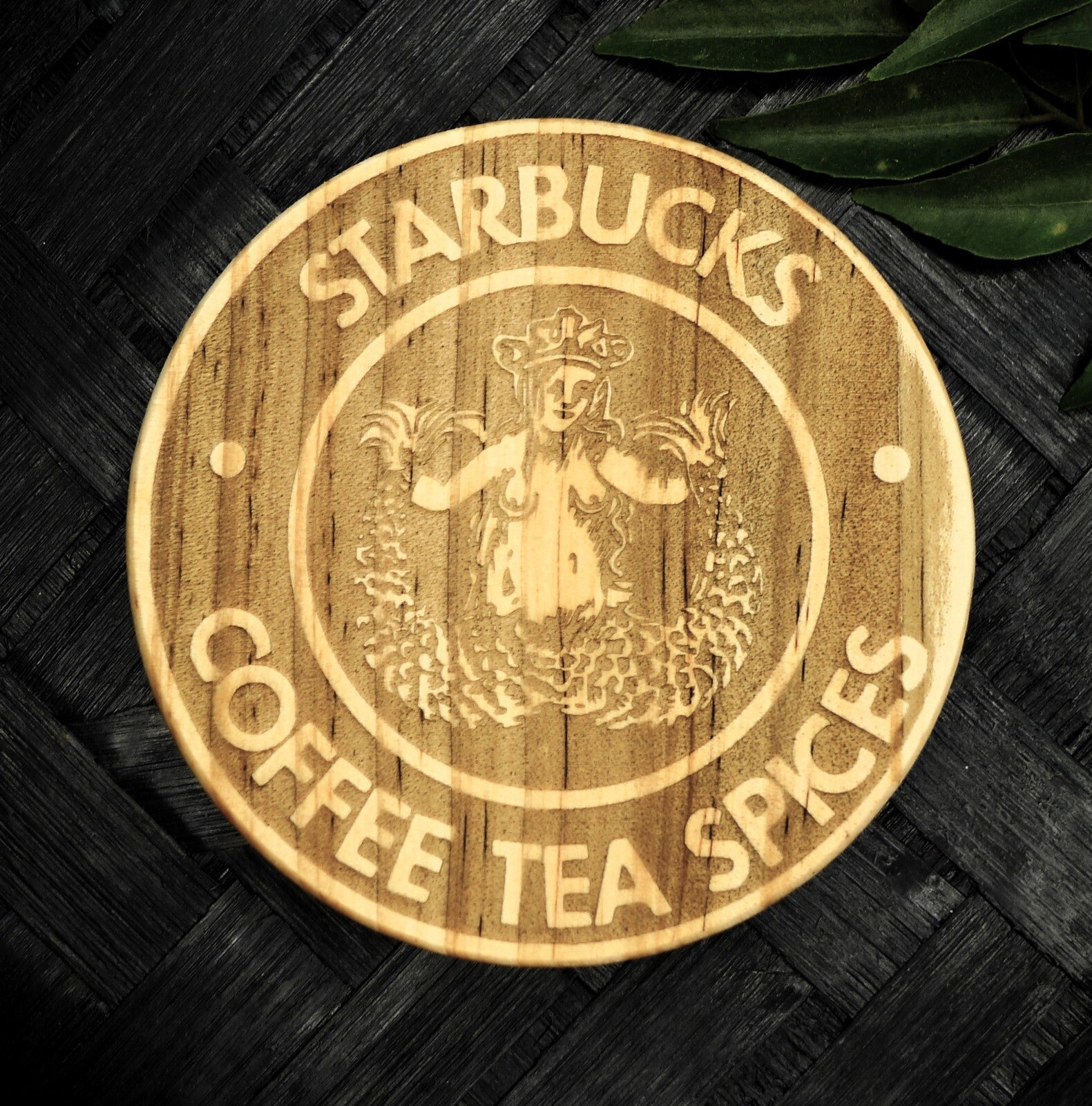 Starbucks Siren Coaster Set - Brand New Hand Made Laser Engraved Rustic Fan Art