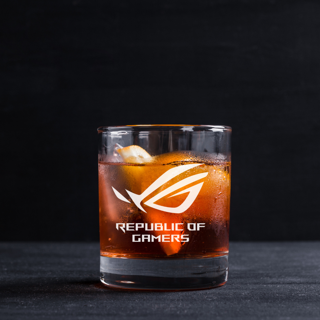 Custom Engraved ROG Gamer Whiskey Glass – 11 oz Rocks Glass