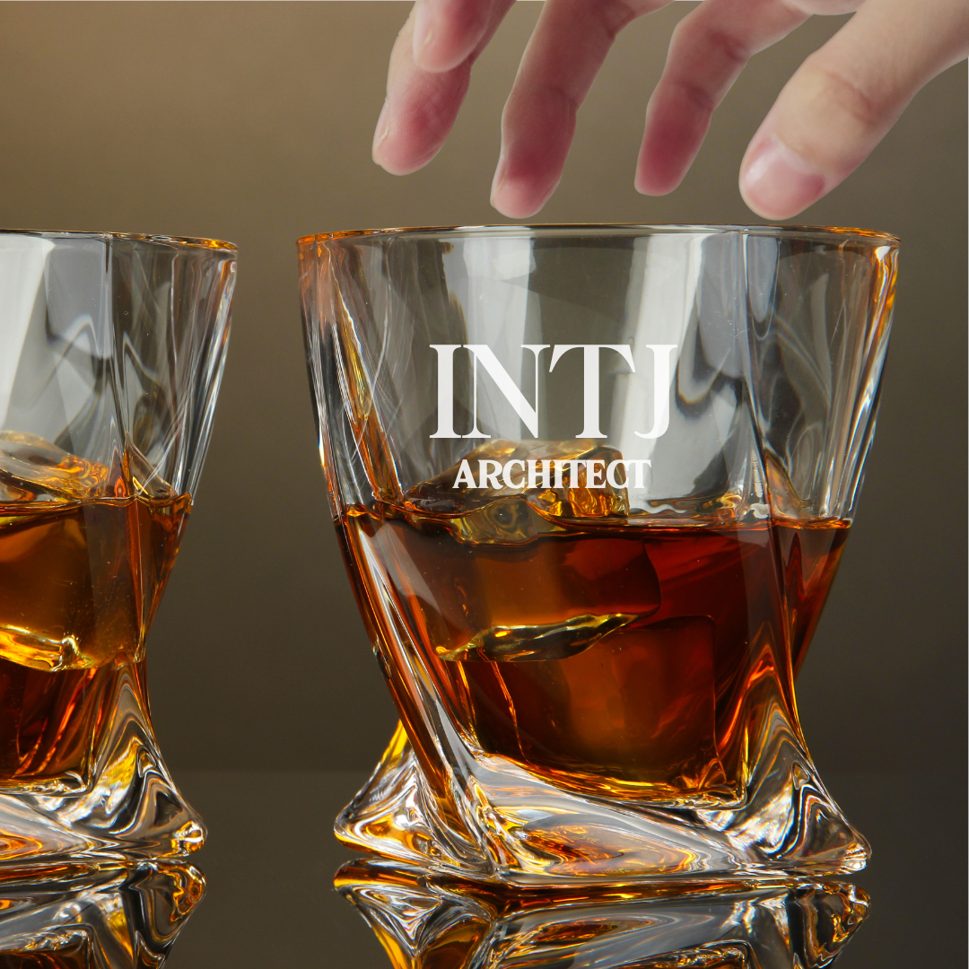 Custom Engraved INTJ Whiskey Glass – 10 oz Twisted Rocks Glass MBTI