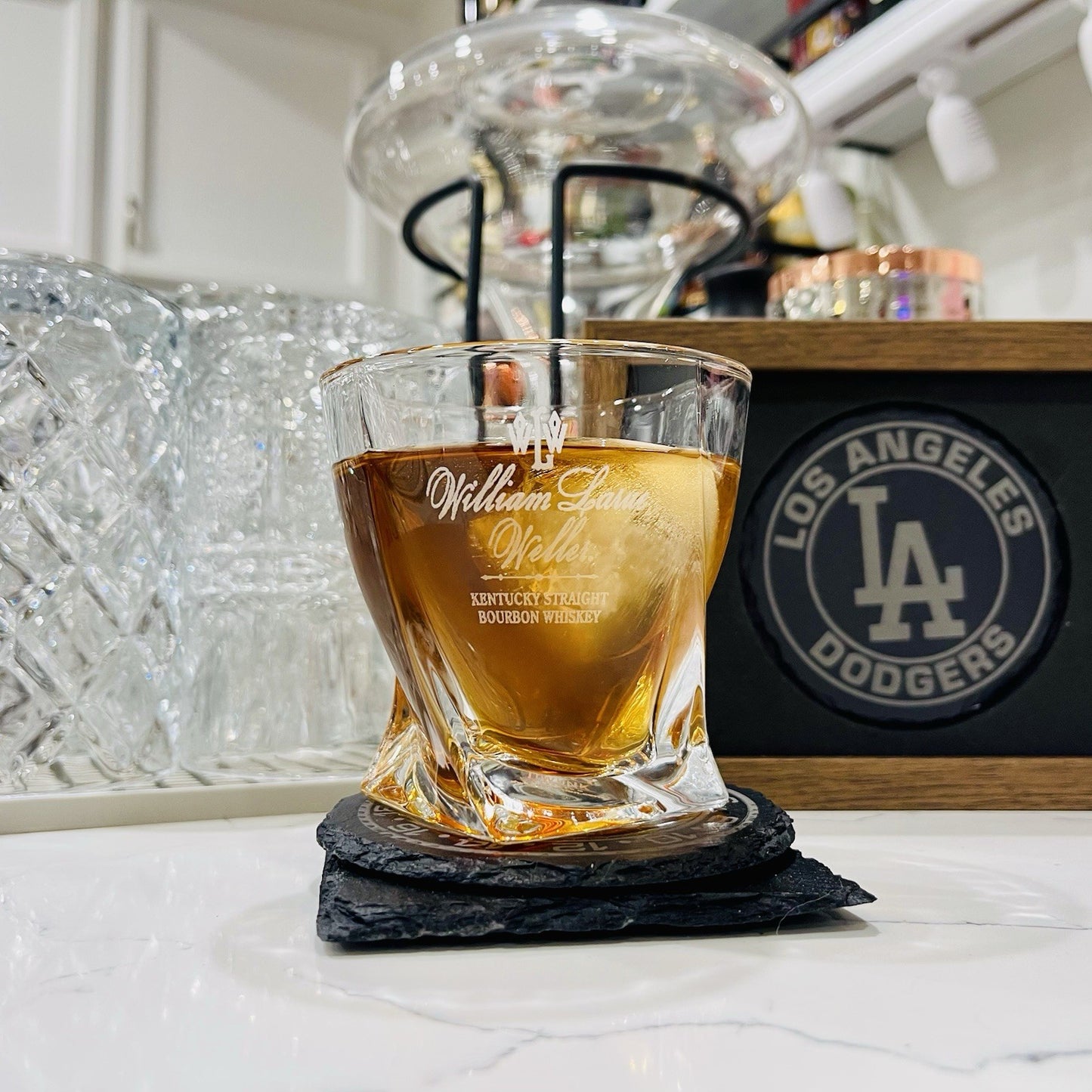 Custom Engraved William Larue Weller Whiskey Glass – 10 oz Twisted Rocks Glass