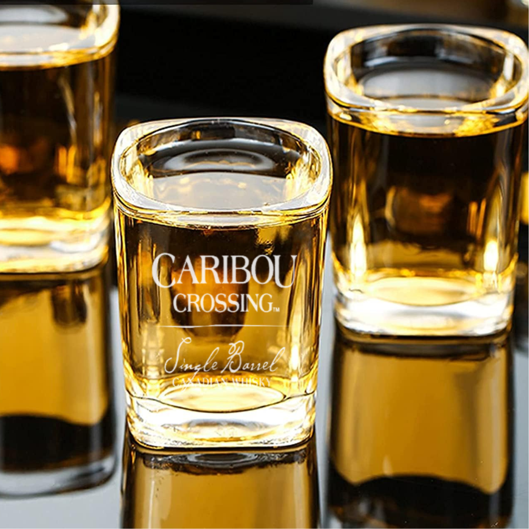 Custom Engraved Caribou Crossing Shot Glass – 2.2 oz Capacity NEW