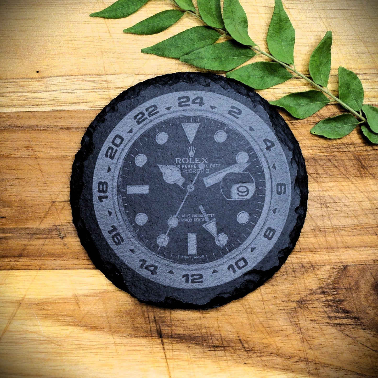 Rolex Explorer II 216570 Black Dial Slate Coaster Set Brand New Laser Engraved