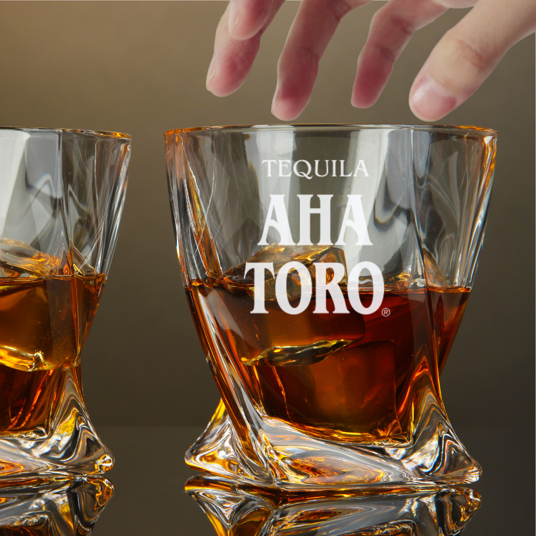 Custom Engraved Aha Toro Whiskey Glass – 10 oz Twisted Rocks Glass New