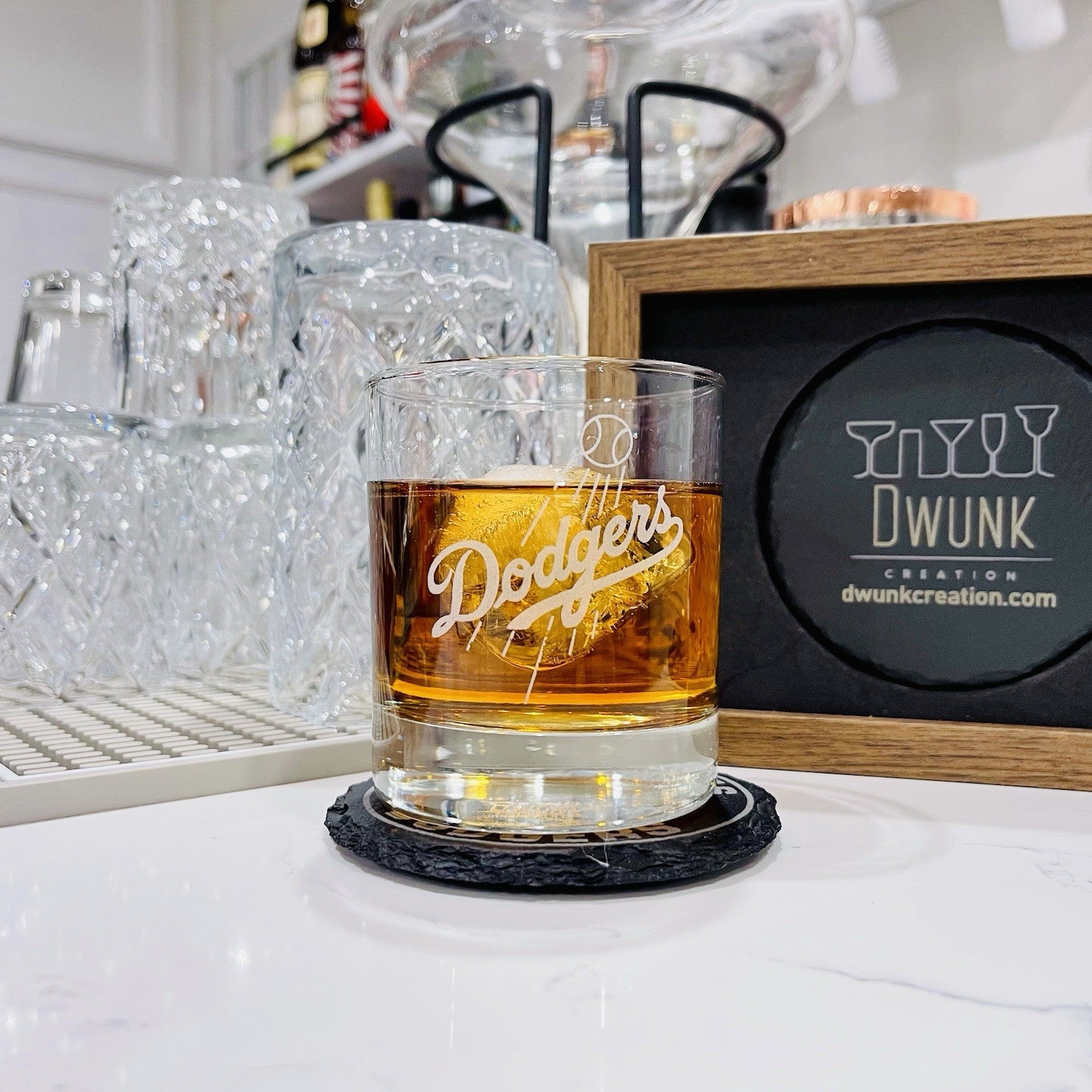 Custom Engraved Los Angeles Dodgers Whiskey Glass – 11 oz Standard Rocks Glass