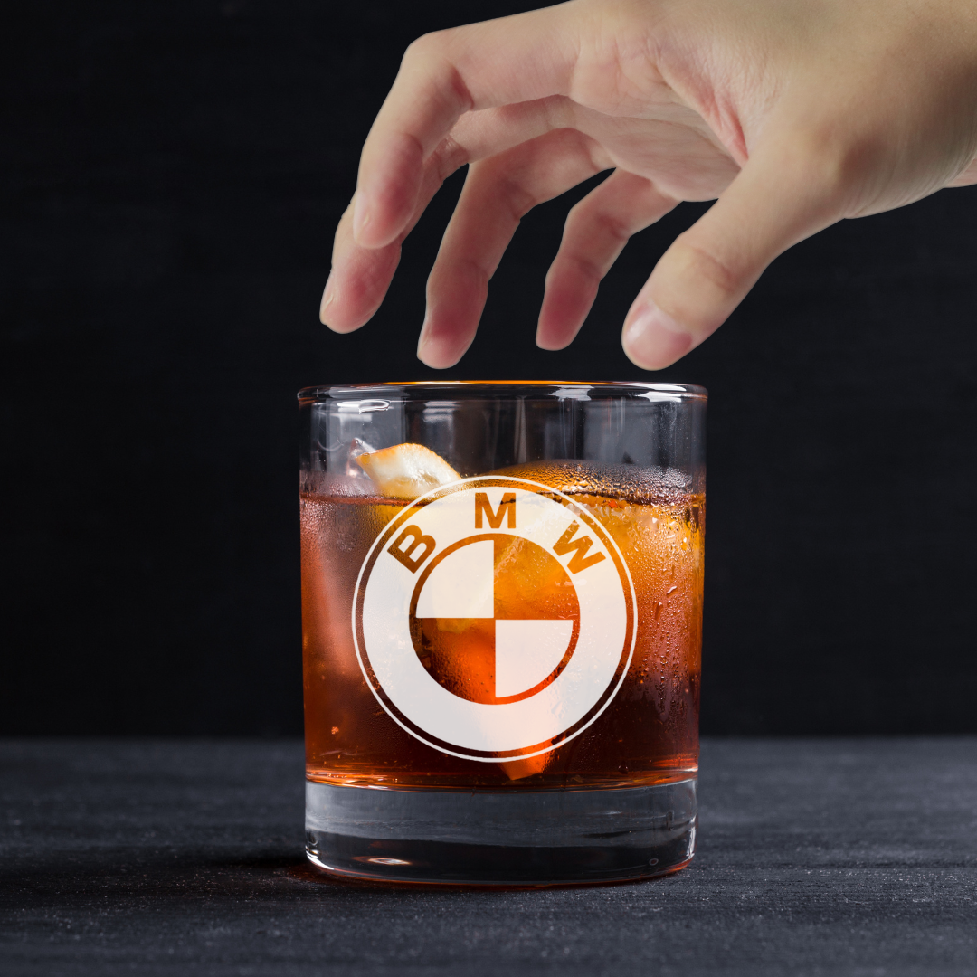 Custom Engraved BMW Whiskey Glass – 11 oz Standard Rocks Glass