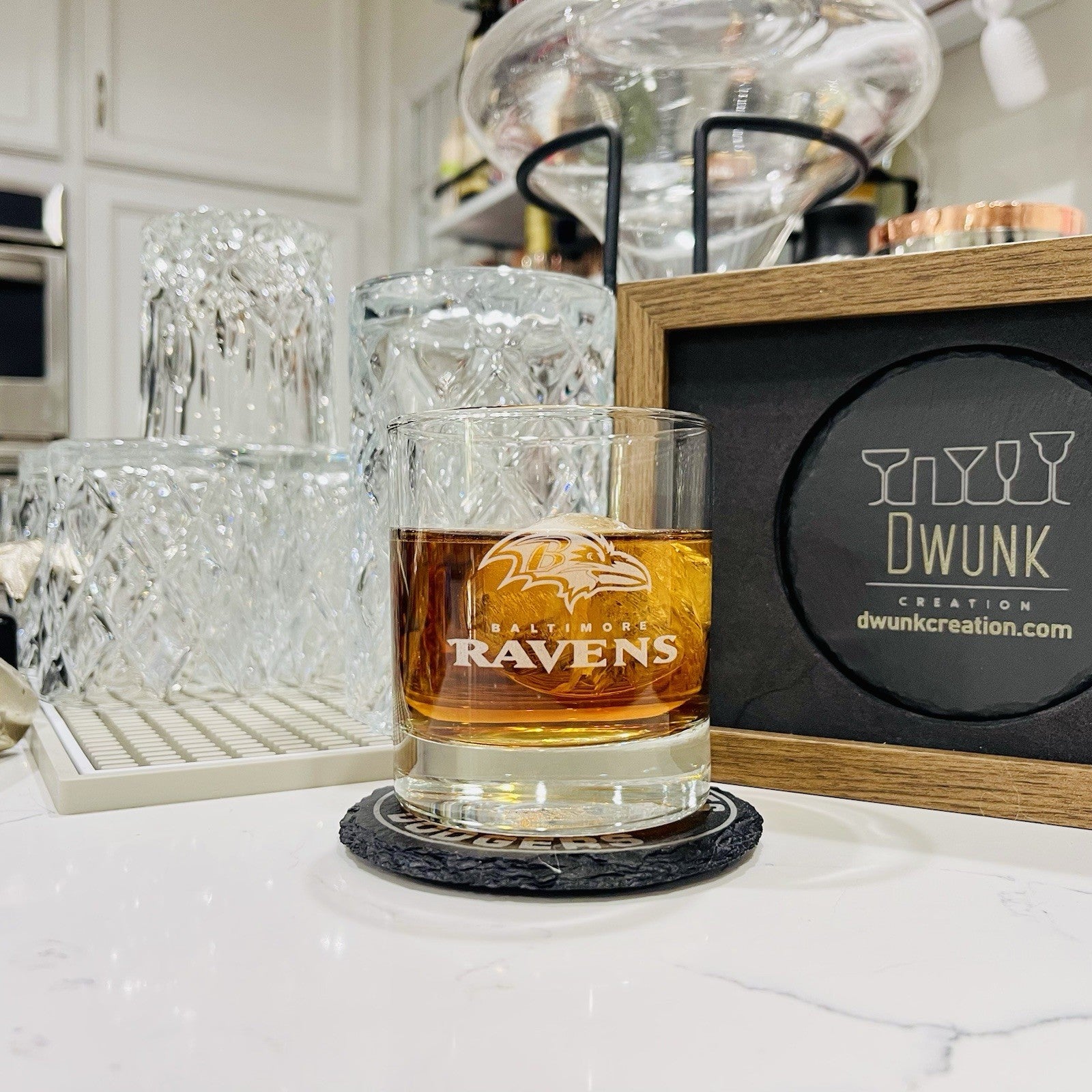 Custom Engraved Baltimore Ravens Whiskey Glass – 11 oz Rocks Glass