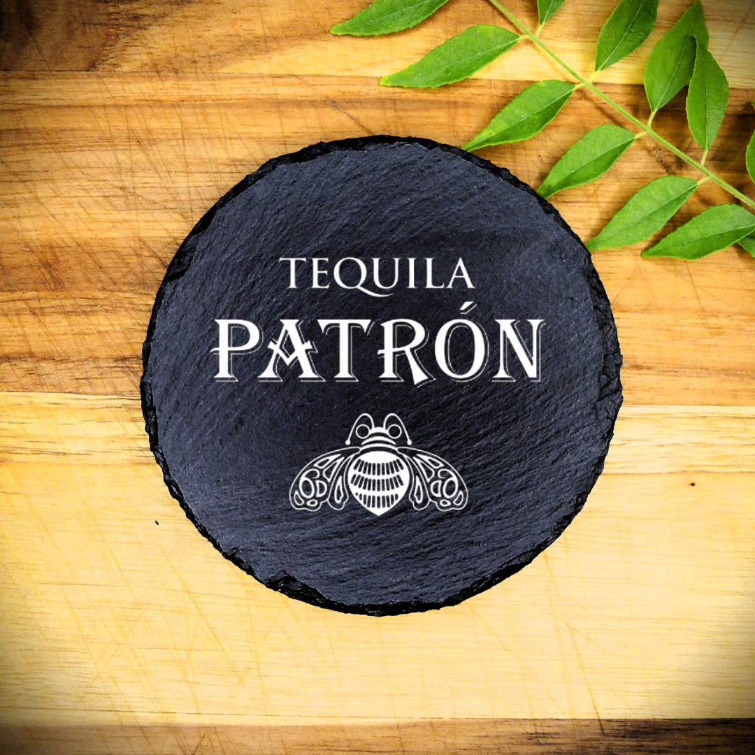 Patron Tequila Slate Coaster Brand New Handcrafted Laser Engraved Round
