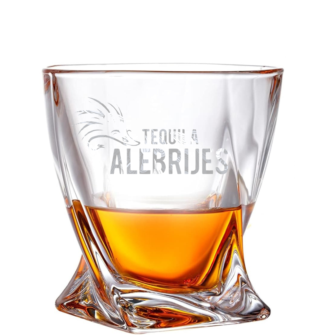 Custom Engraved Alebrijes Whiskey Glass – 10 oz Twisted Rocks Glass New