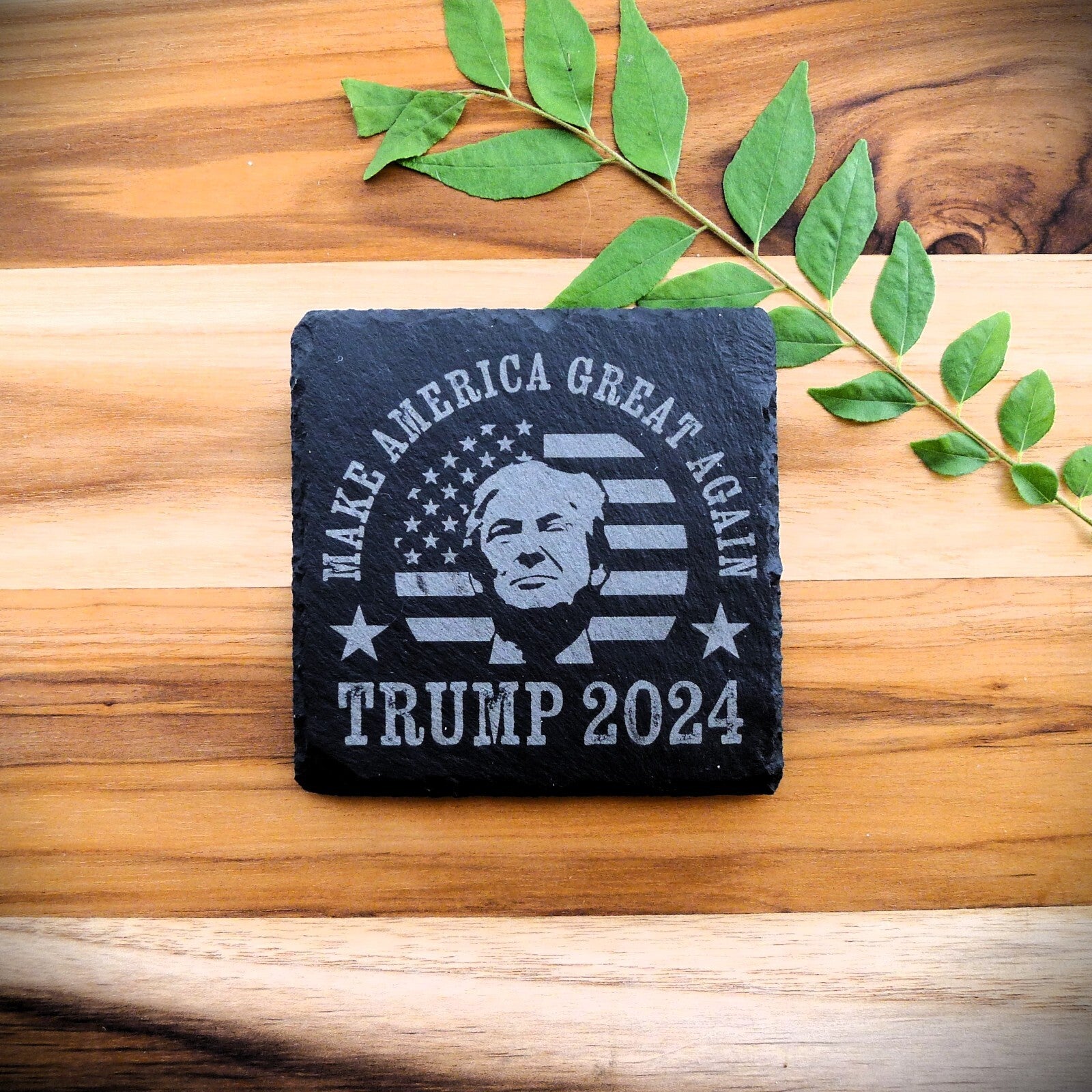 Trump 2024 MAKE AMERICA GREAT Slate Coaster Patriotic Home Decor MAGA 