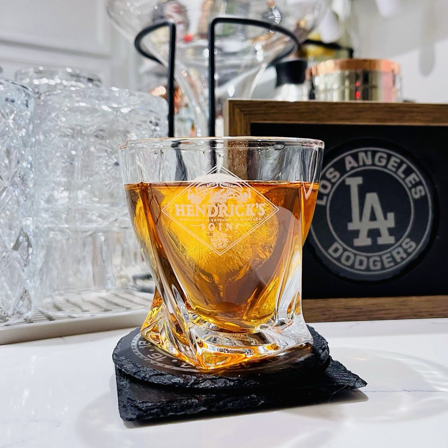 Custom Engraved Hendricks Gin Glass – 10 oz Twisted Rocks Glass New