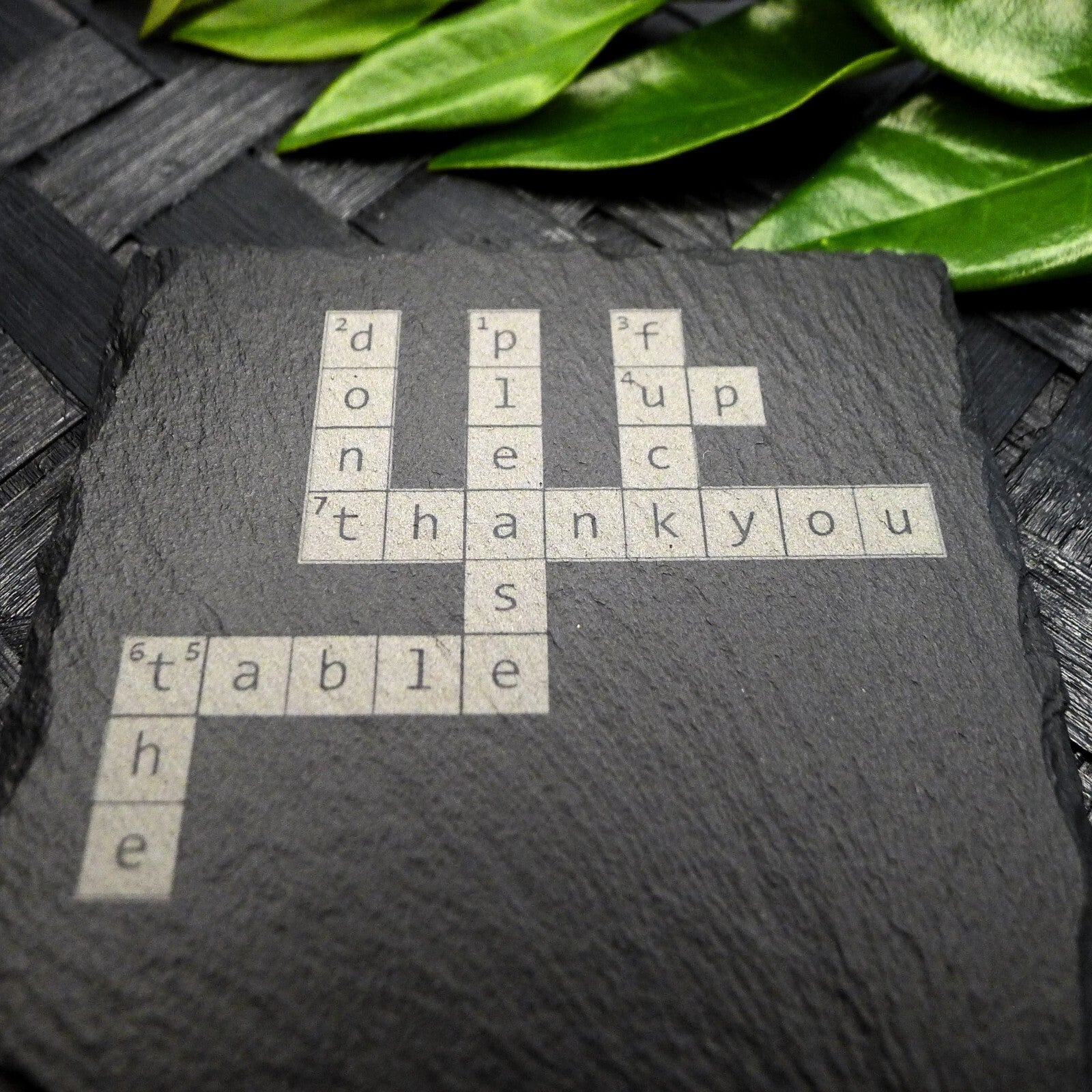 Don't F up the Table Crossword Puzzle Slate Coaster Brand New Hand Made Unique