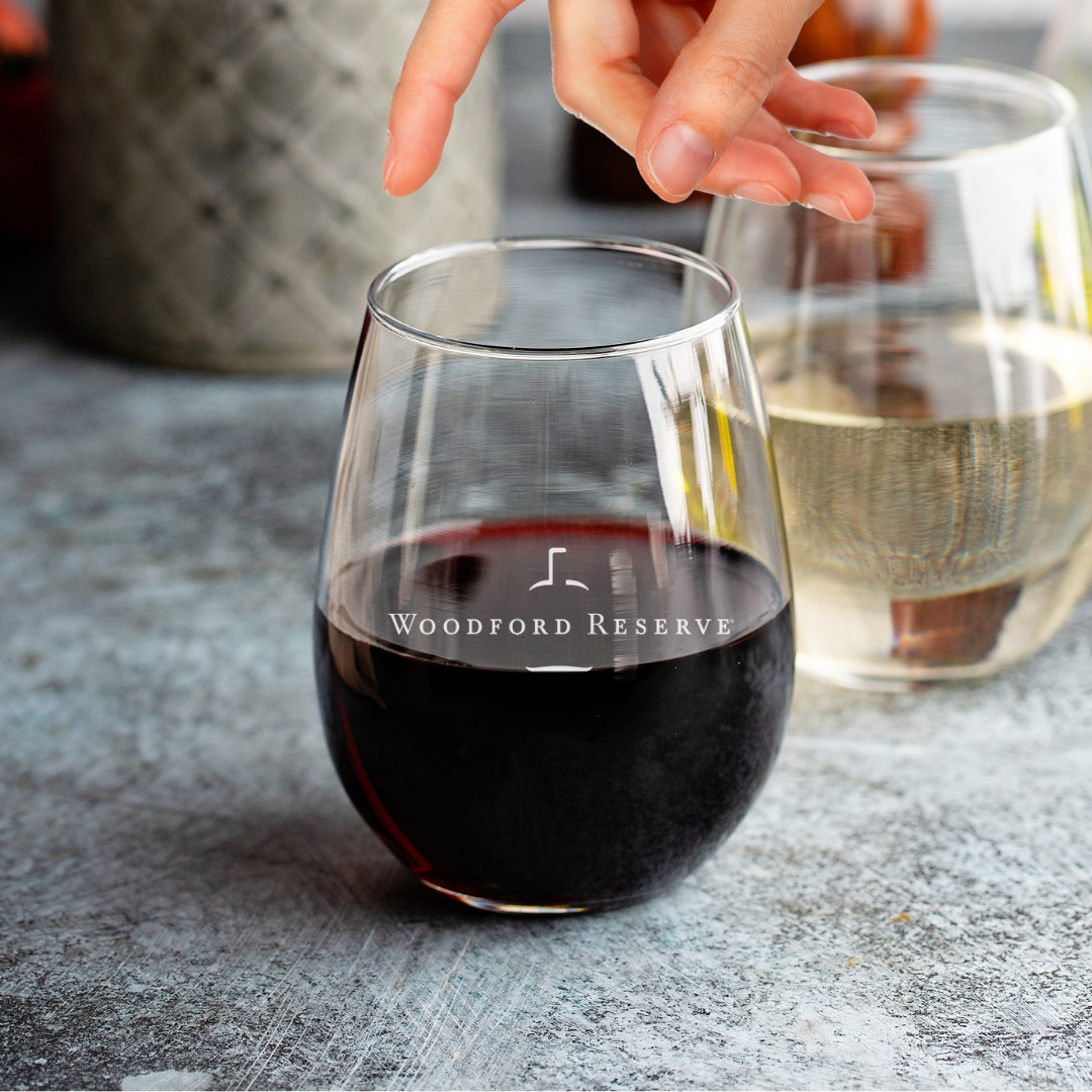 Custom Engraved Woodford Reserve Style Wine Glass – 15 oz Stemless Wine Glass