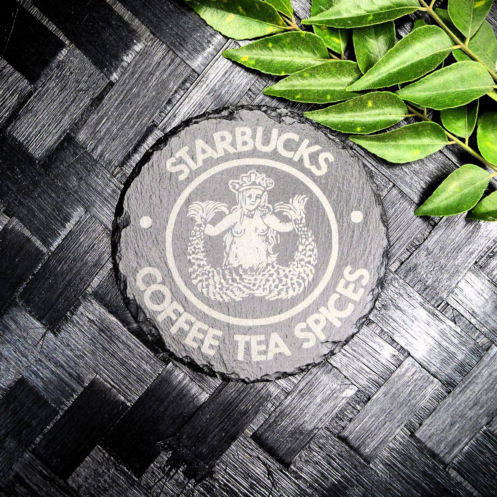 Starbucks Siren Slate Coaster Set - Brand New Laser Engraved Hand Made Fan Art