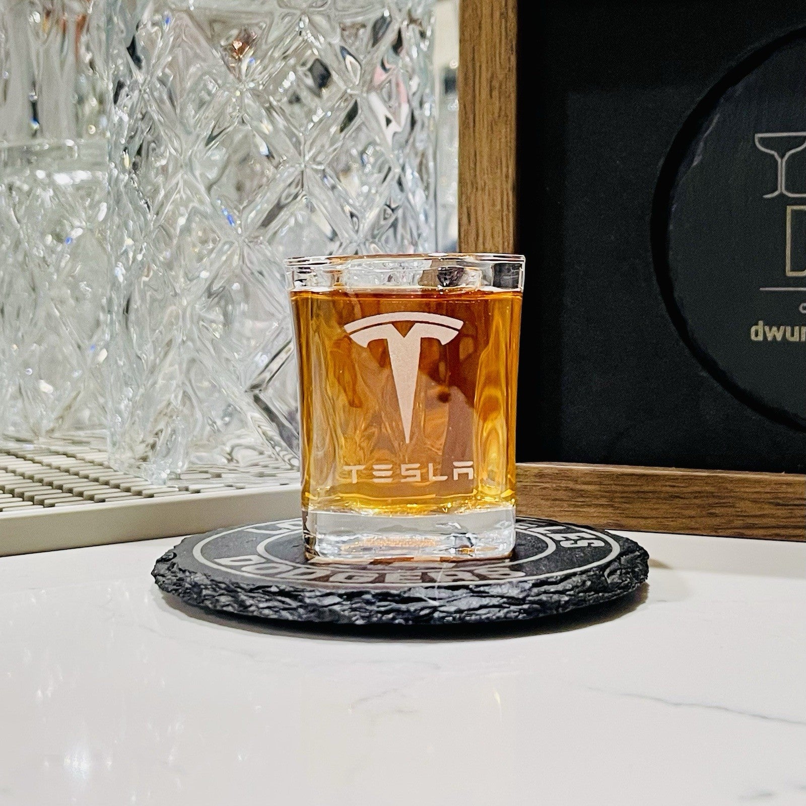 Custom Engraved Tesla Tequila Shot Glass – 2.2 oz Capacity NEW