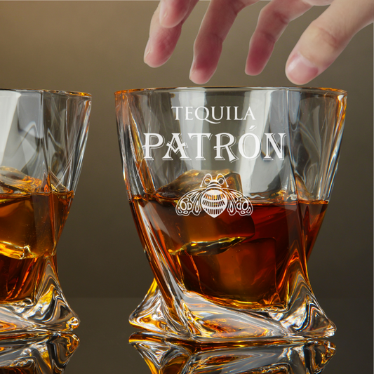 Custom Engraved Patron Tequila Glass – 10 oz Twisted Rocks Glass New
