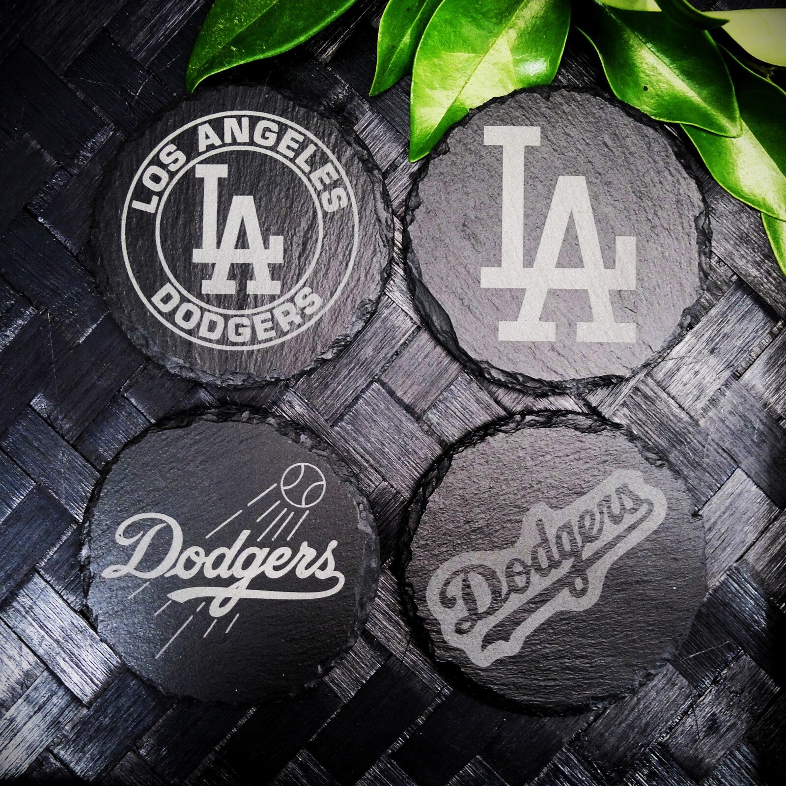 Los Angeles LA Dodgers Coaster Set MLB Brand New Laser Engraved Stone Hand Made