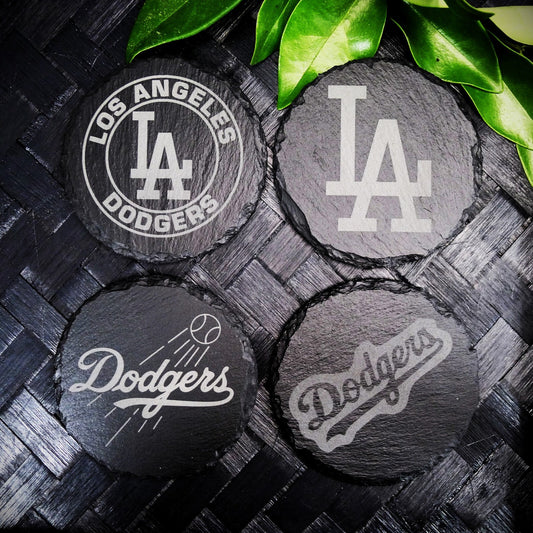 Los Angeles LA Dodgers Coaster Set MLB Brand New Laser Engraved Stone Hand Made