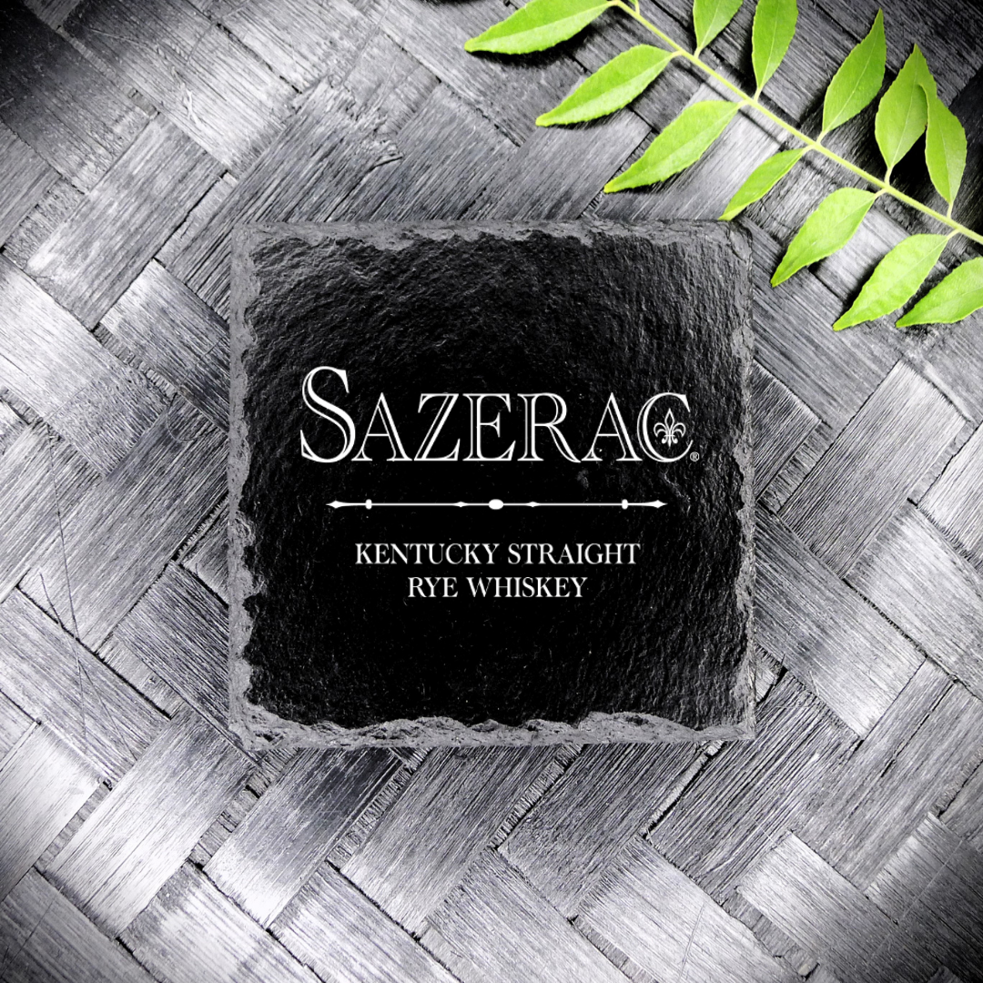 Brand New Handcrafted Laser Engraved Sazerac Rye Square Slate Coaster