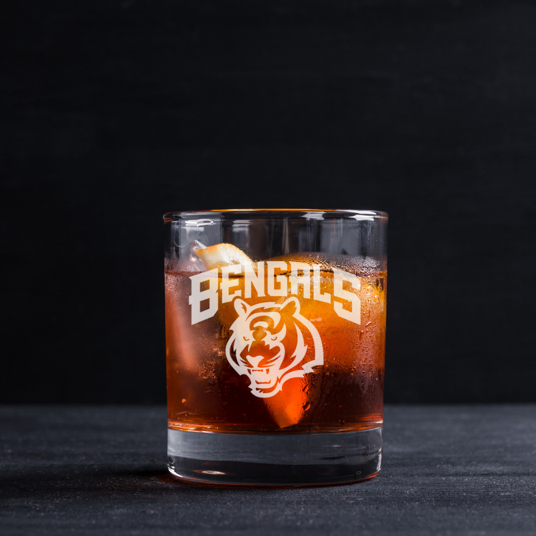Custom Engraved Cincinnati Bengals Whiskey Glass – 11 oz Rocks Glass