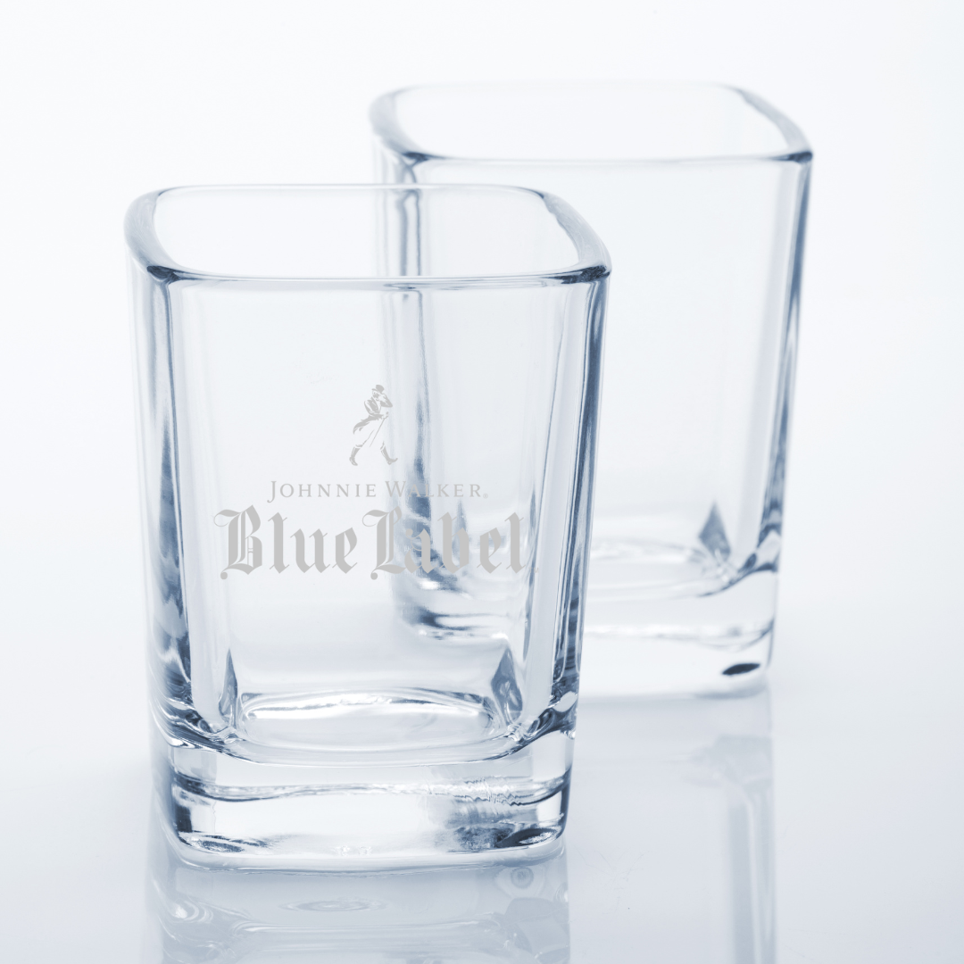 Pair Of 2 Johnnie Walker Blue Label Shot Glass – 2.2 oz Square Shot Glass