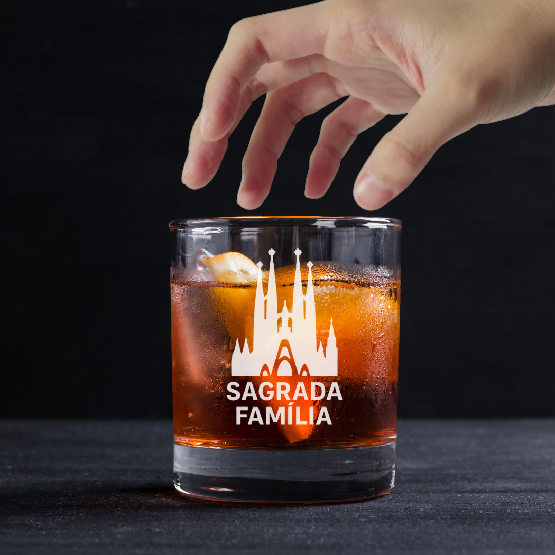 Custom Engraved Sagrada Familia Barcelona Spain Whiskey Glass – 11 oz Standard