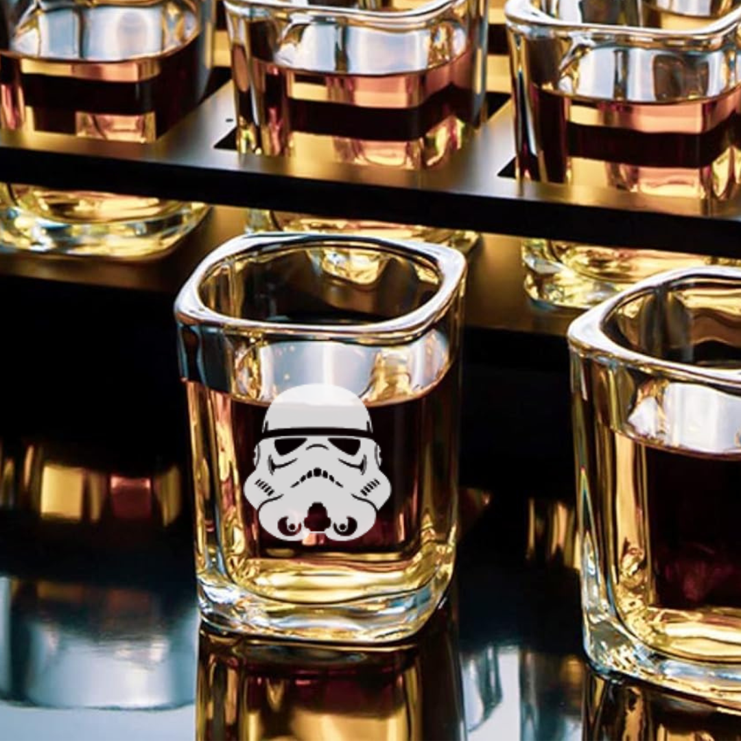 Custom Engraved Stormtrooper Helmet Shot Glass – 2.2 oz Square Shot Glass
