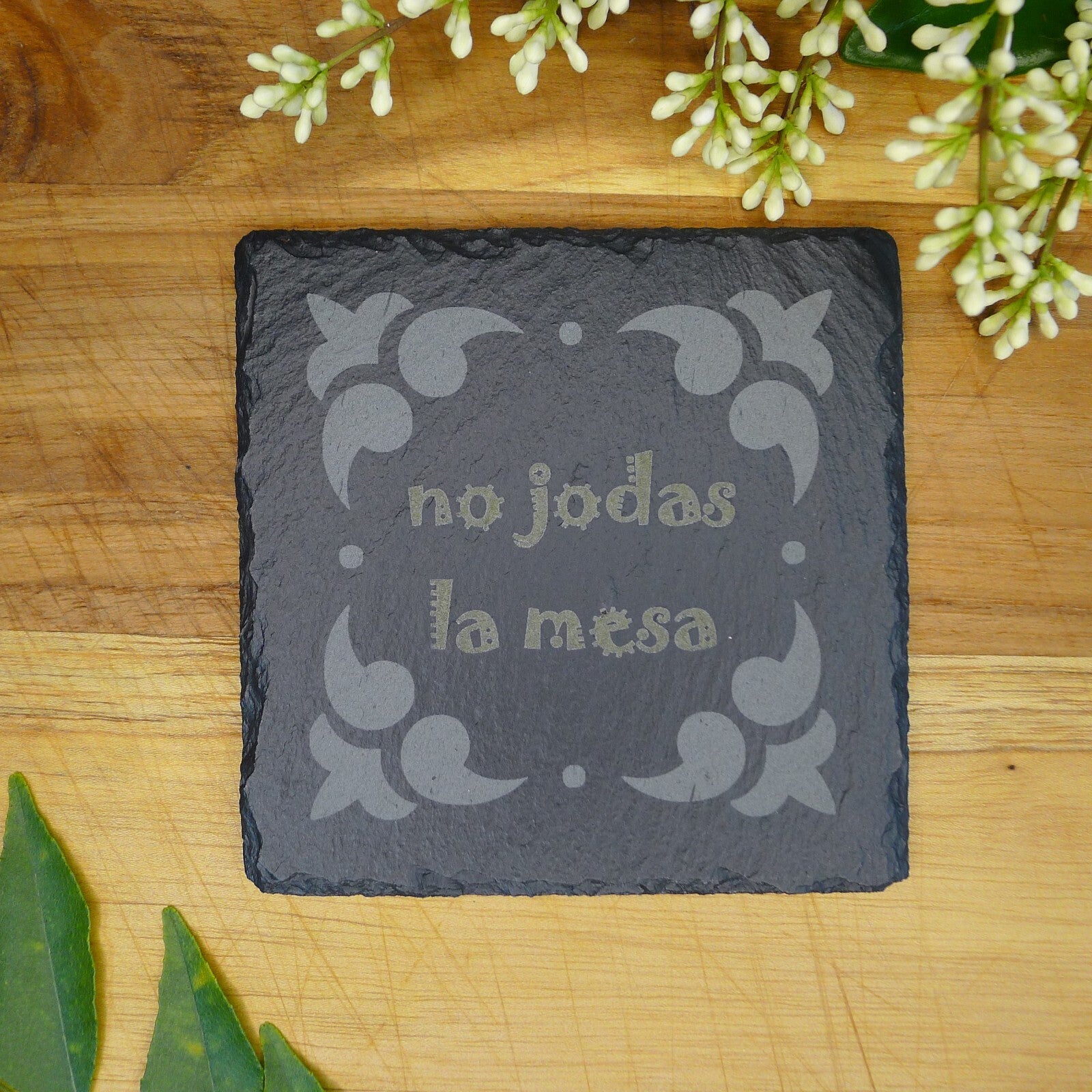 No Jodas La Mesa  juego de posavasos de pizarra Square Slate Coaster 4 pcs Set