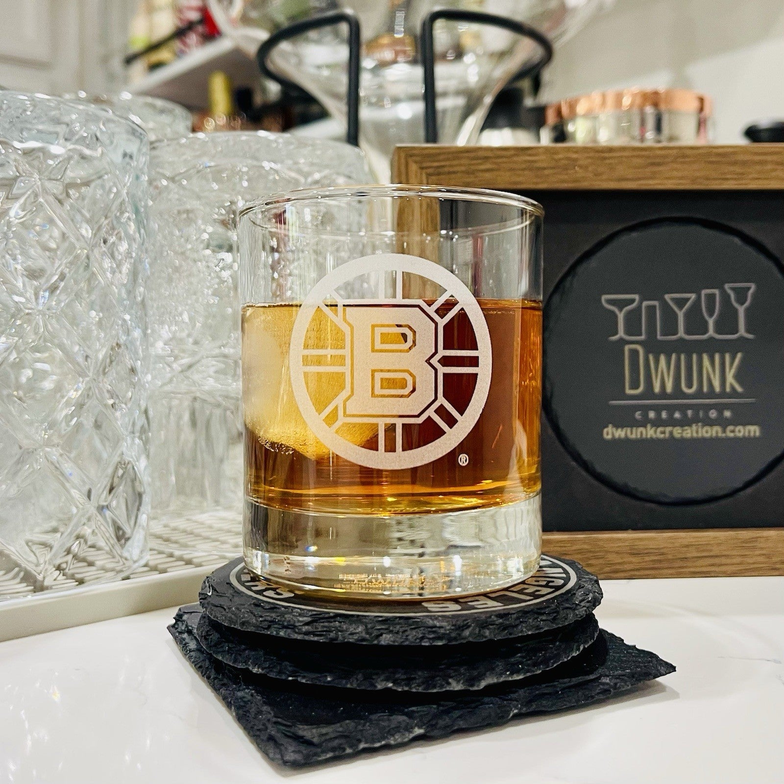 Custom Engraved Boston Bruins Whiskey Glass - 11 oz Rocks Glass