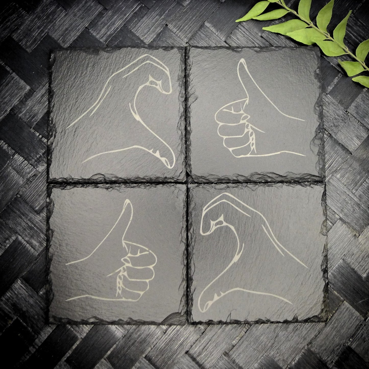 Friendzone Slate Coaster Set – Brand New Laser Engraved Hand Made Home Decor