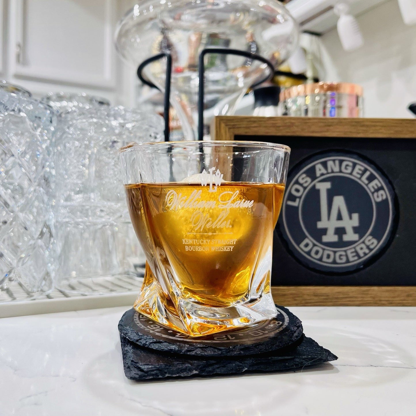 Custom Engraved William Larue Weller Whiskey Glass – 10 oz Twisted Rocks Glass