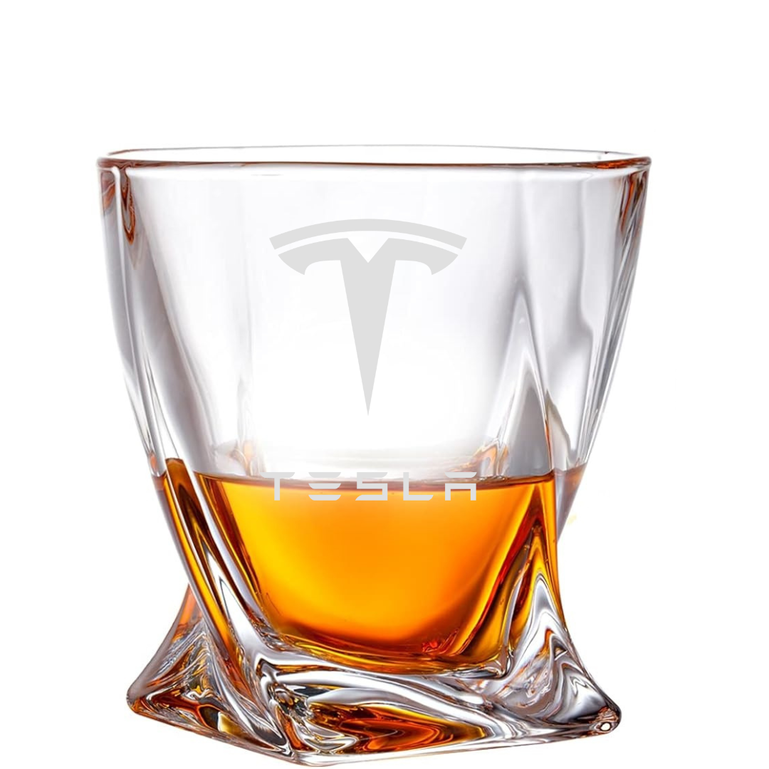 Custom Engraved Tesla Whiskey Glass – 10 oz Twisted Rocks Glass