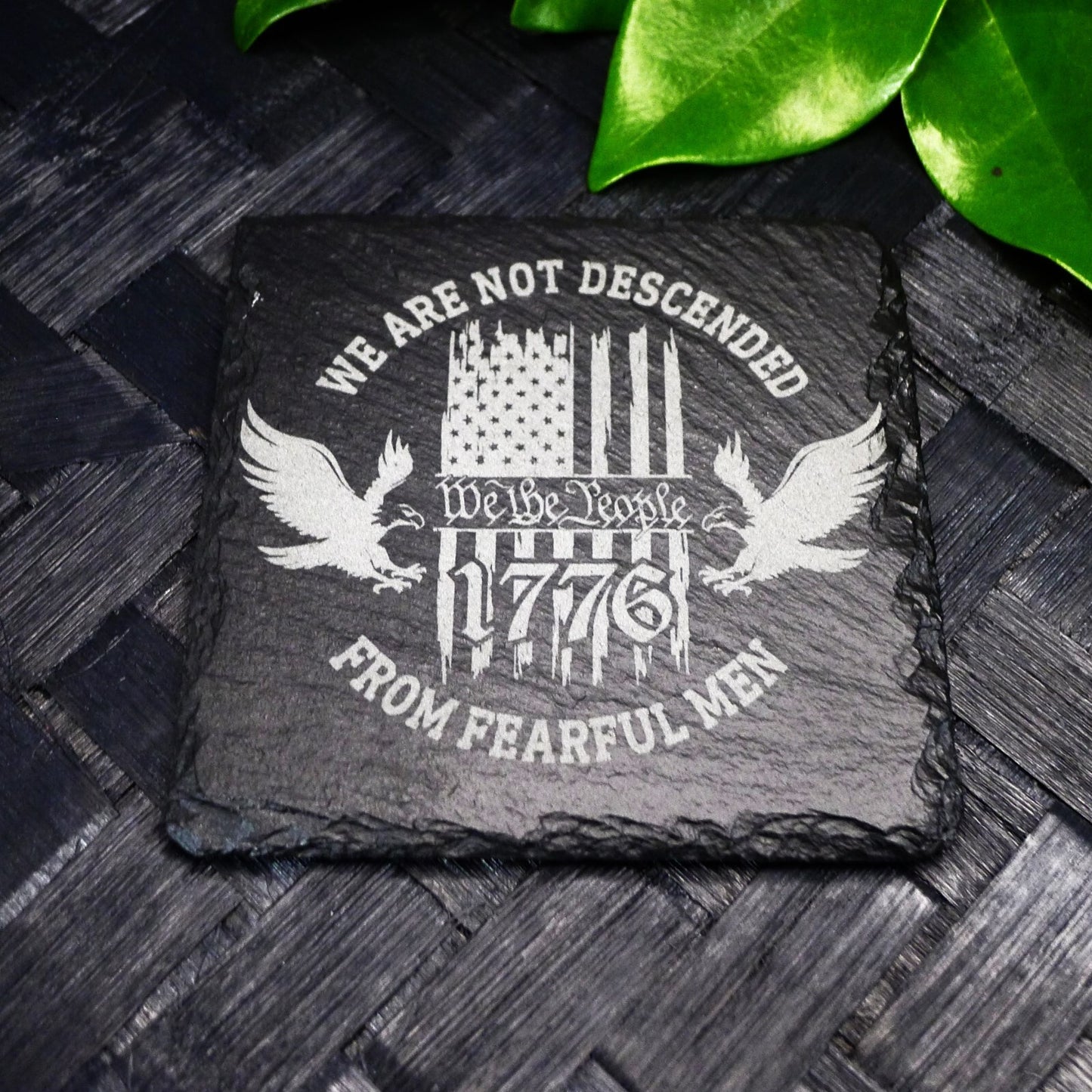 Patriotic 1776 America Flag Slate Coaster Set Brand New Hand Made Laser Engraved