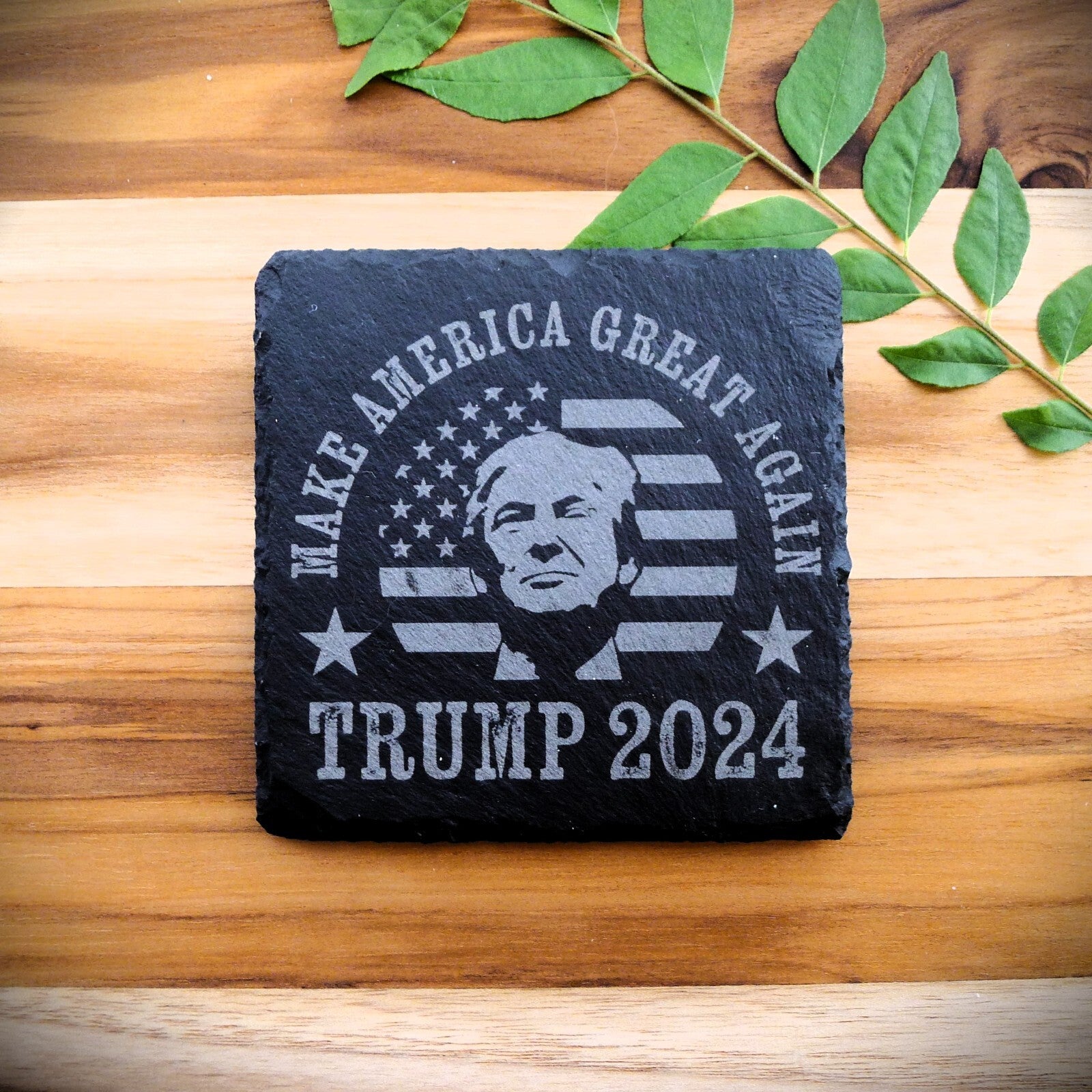 Trump 2024 MAKE AMERICA GREAT Slate Coaster Patriotic Home Decor MAGA 
