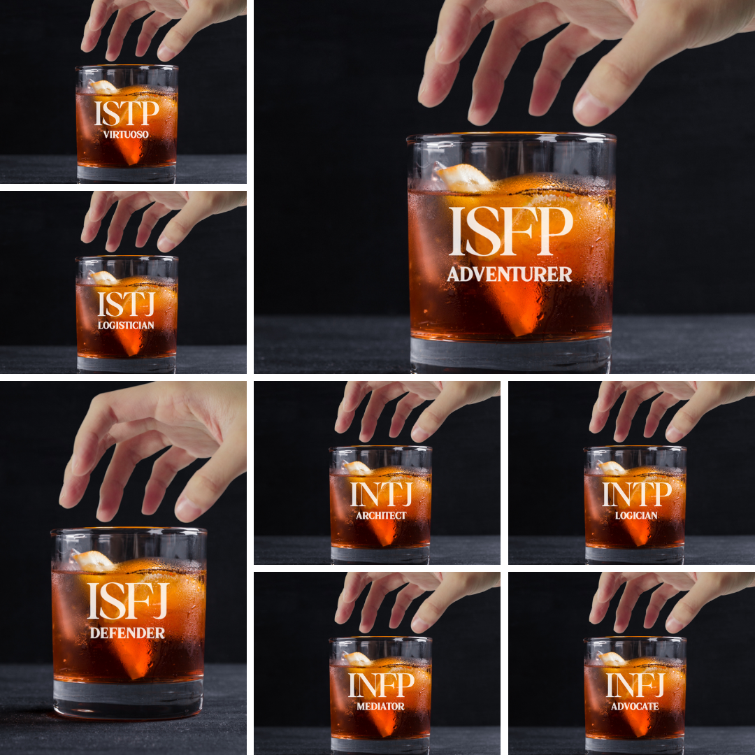 Custom Engraved ESFJ Whiskey Glass – 11 oz Standard Rocks Glass MBTI