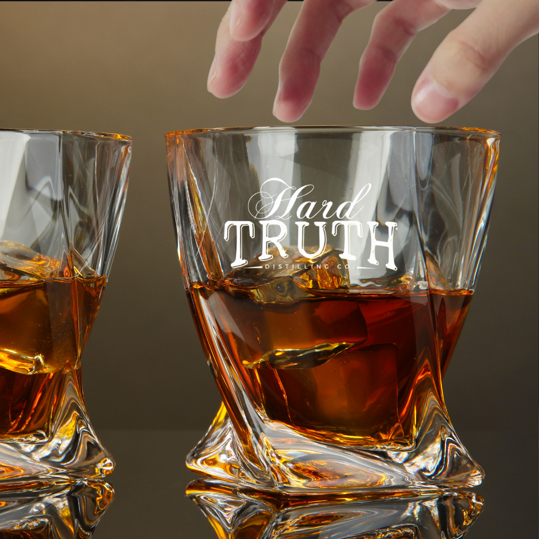 Custom Engraved Hard Truth Whiskey Glass – 10 oz Twisted Rocks Glass