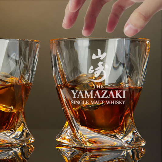 Custom Engraved Yamazaki Single Malt Whisky Glass 10 oz Twisted Rocks Glass NEW