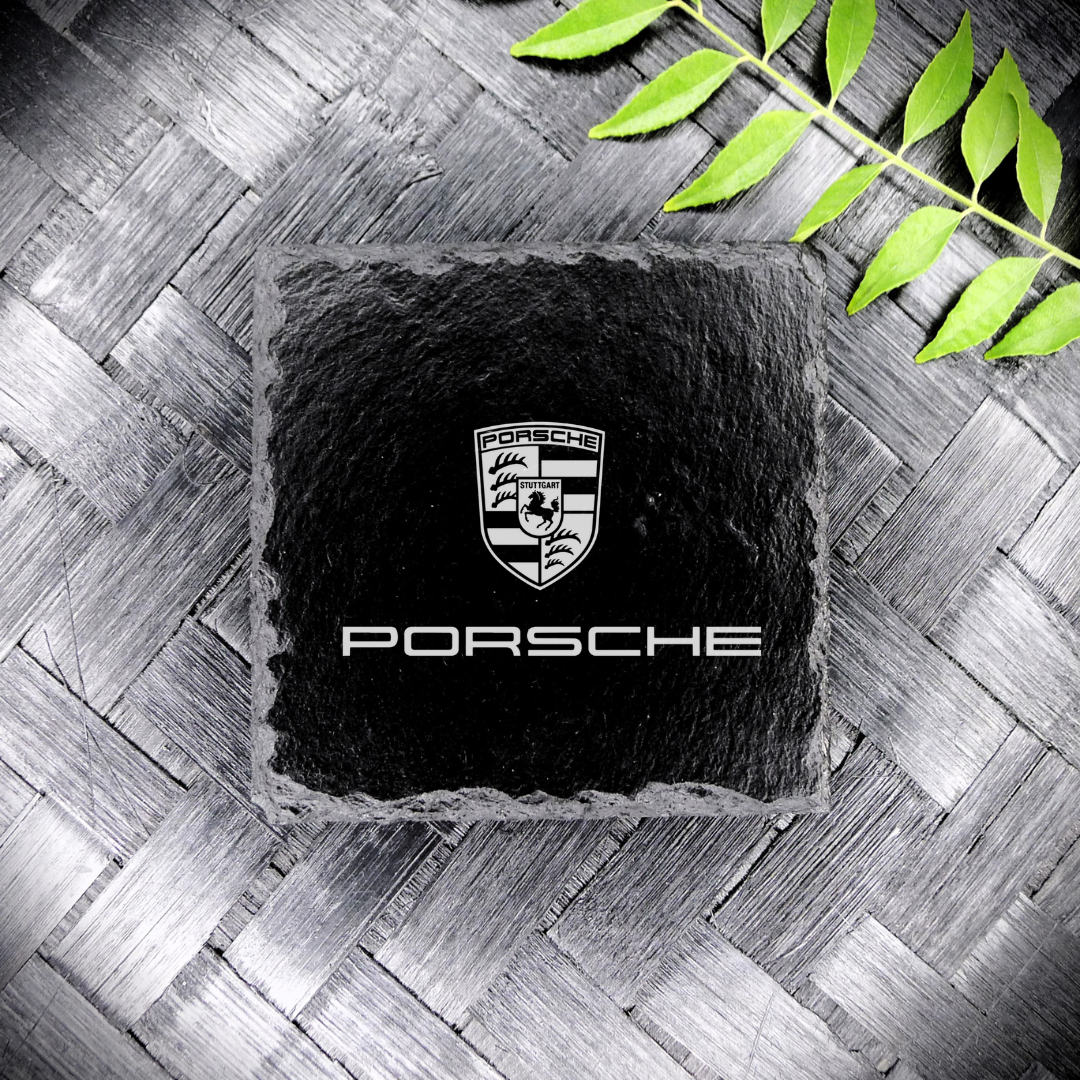 Porsche Style Slate Coaster Brand New Handcrafted Laser Engraved Square