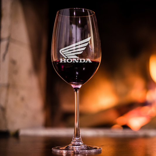Custom Engraved Honda Motorcycle Wine Glass – 12 oz Stemmed Wine Glass