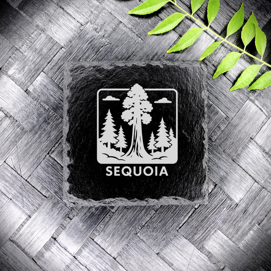 Sequoia Slate Coaster Brand New Handcrafted Laser Engraved Square