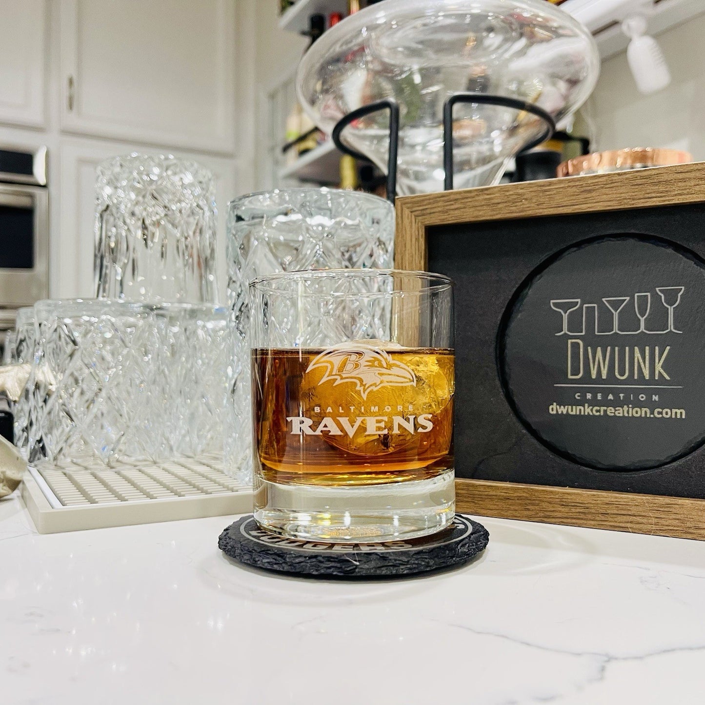 Custom Engraved Baltimore Ravens Whiskey Glass – 11 oz Rocks Glass