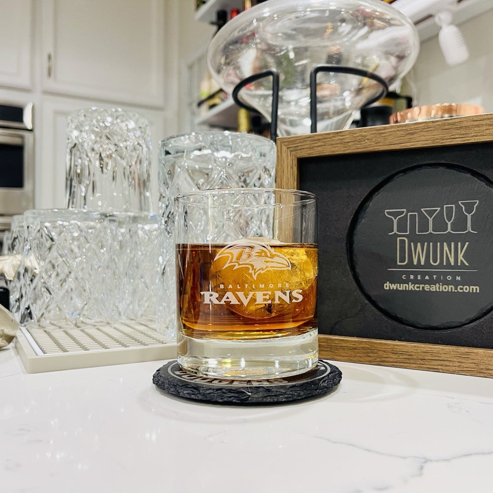 Custom Engraved Baltimore Ravens Whiskey Glass – 11 oz Rocks Glass