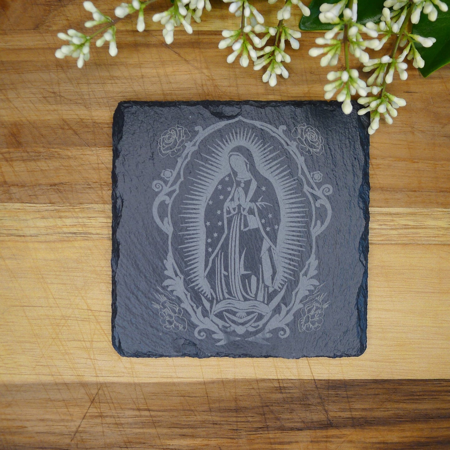 Virgencita de Guadalupe Slate Coaster  Set of 4 Lady of Guadalupe Slate Coaster