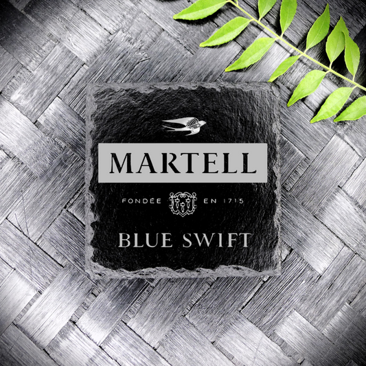 Martell Blue Swift Slate Coaster  Brand New Handcrafted Laser Engraved Square