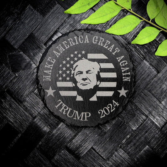 Trump 2024 MAKE AMERICA GREAT Slate Coasters Custom Home Decor MAGA Patriot Gift
