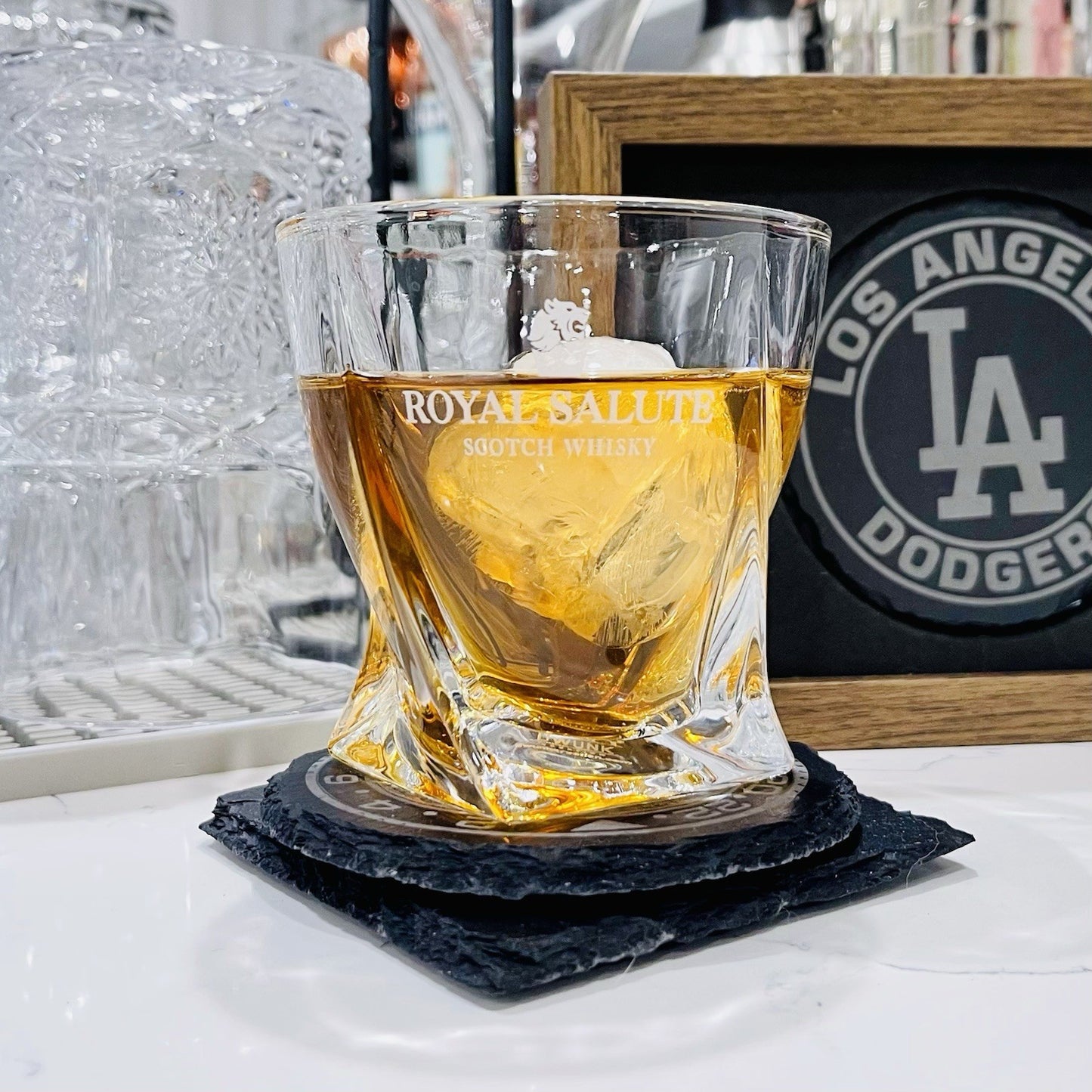 Custom Engraved Royal Salute Whiskey Glass – 10 oz Twisted Rocks Glass