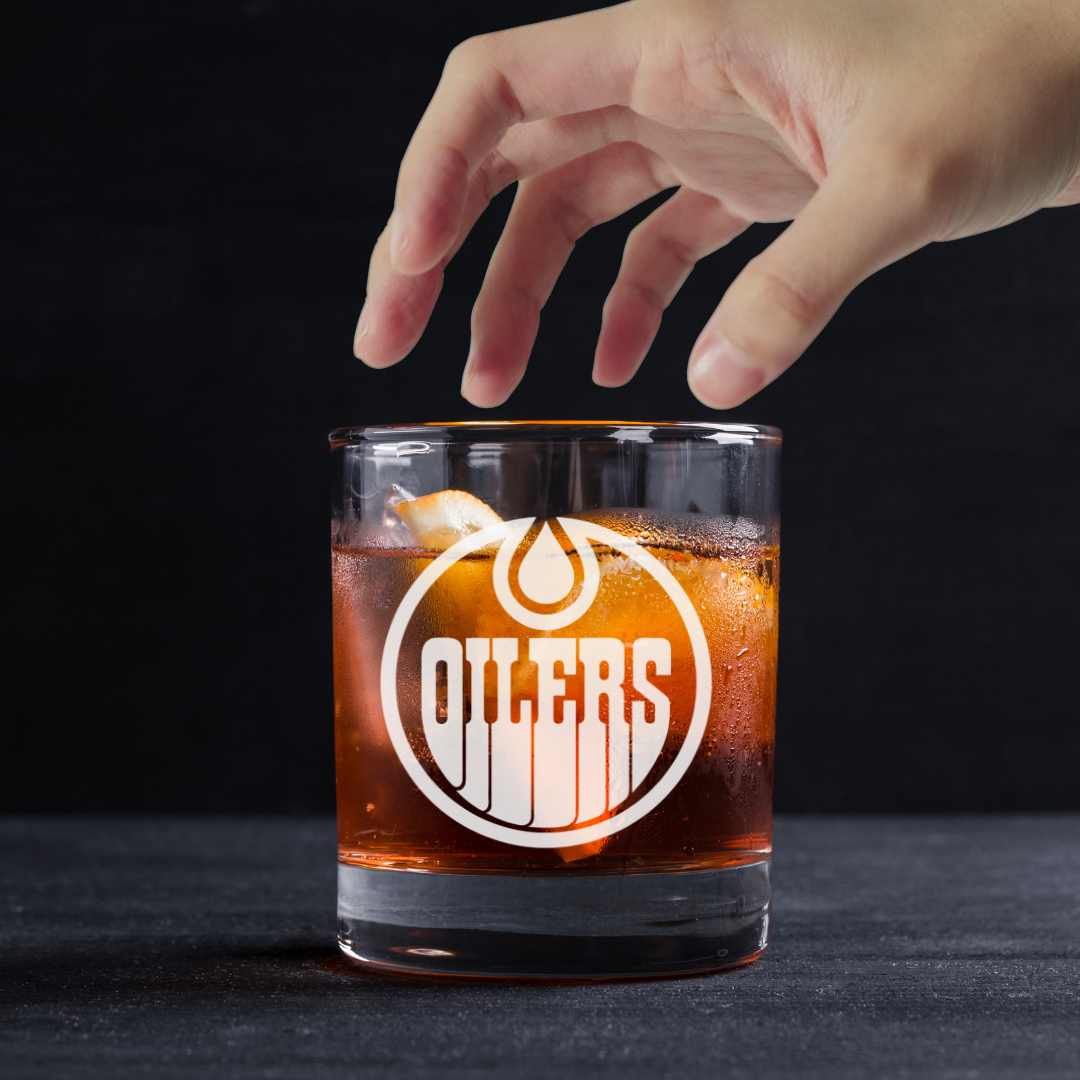 Custom Engraved Edmonton Oilers Whiskey Glass - 11 oz Rocks Glass