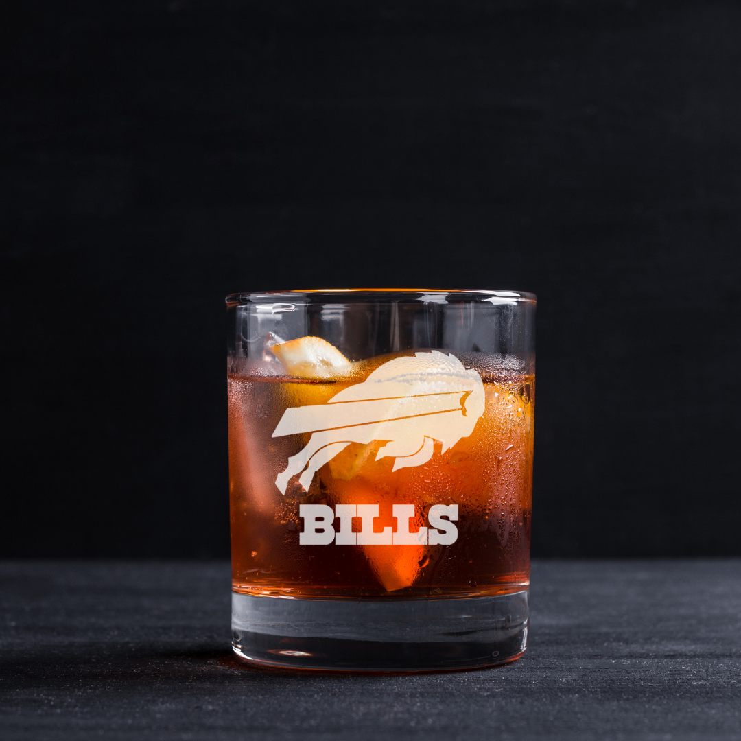 Custom Engraved Buffalo Bills Whiskey Glass – 11 oz Rocks Glass